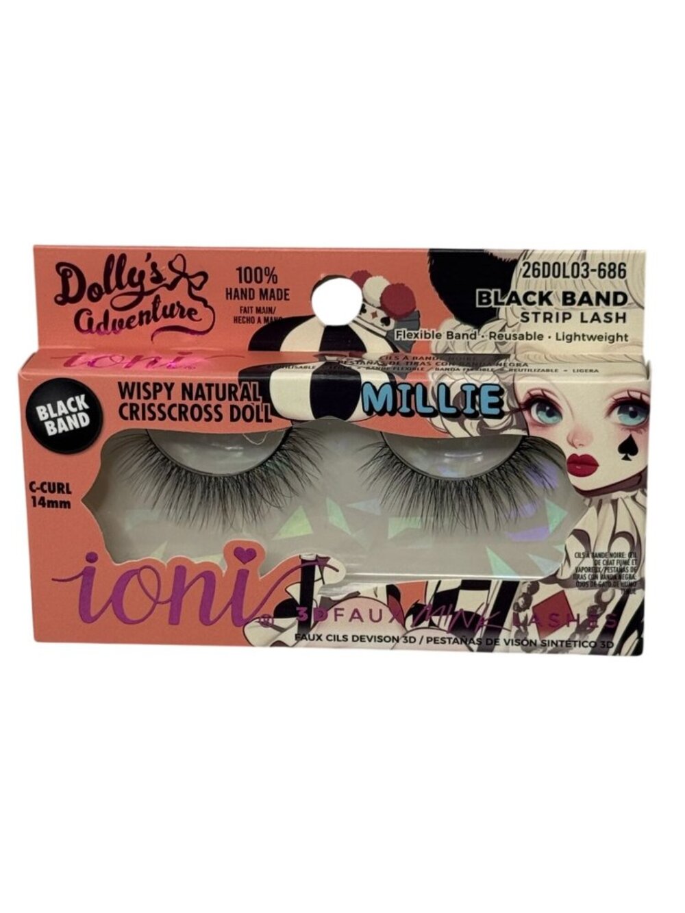 Ioni Millie Wispy Natural Crisscross Doll Lashes Black Band 14mm